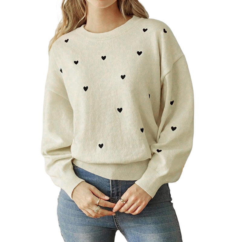 Damen kuscheliger Pullover mit Herzmotiven R&B