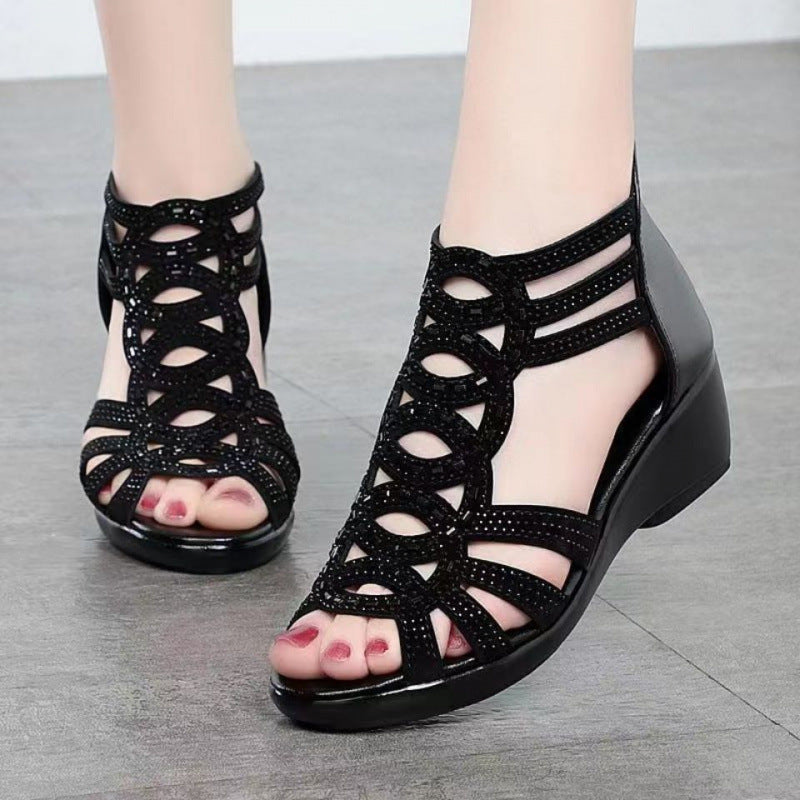 Damen Sandalen mit elegantem Cut-Out-Design und Glitzer-Details R&B