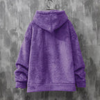 Damen kuscheliger Fleece-Hoodie mit Kängurutasche und Kapuze