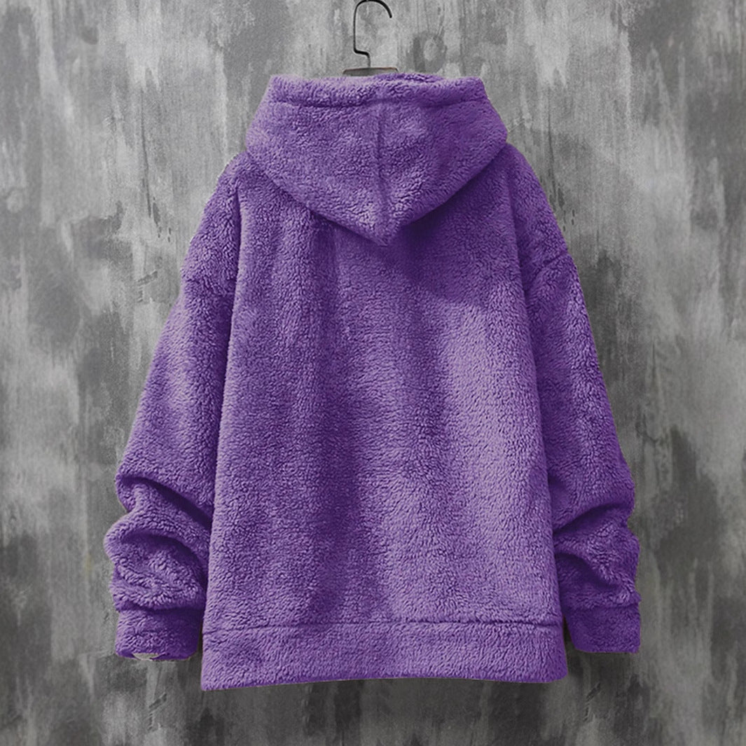 Damen kuscheliger Fleece-Hoodie mit Kängurutasche und Kapuze