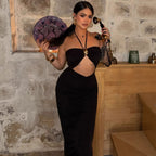 Damen figurbetontes Abendkleid mit schulterfreiem Design und eleganter Drapierung R&B