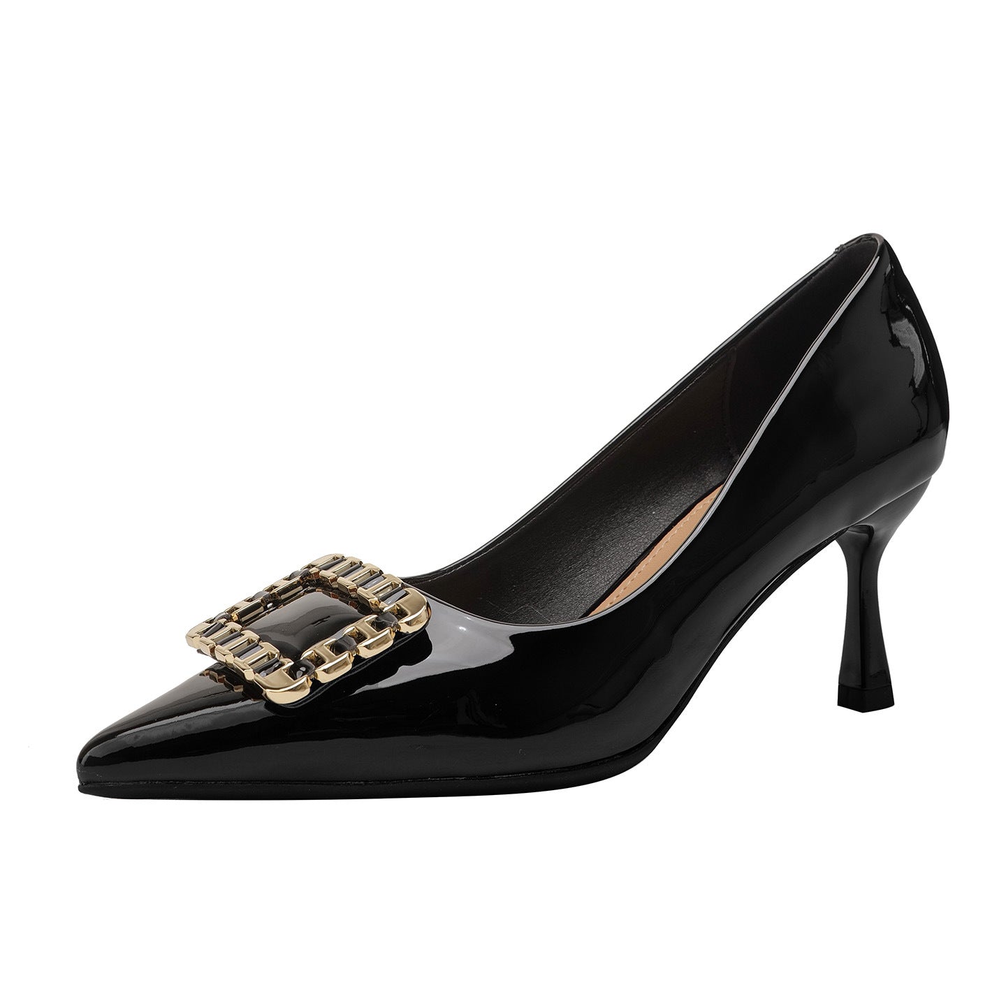 Damen elegante spitze Pumps mit dekorativem Schmuckelement