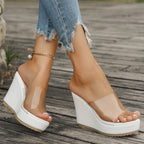 Damen Plattform-Sandalen mit transparentem Obermaterial und rutschfester Sohle R&B