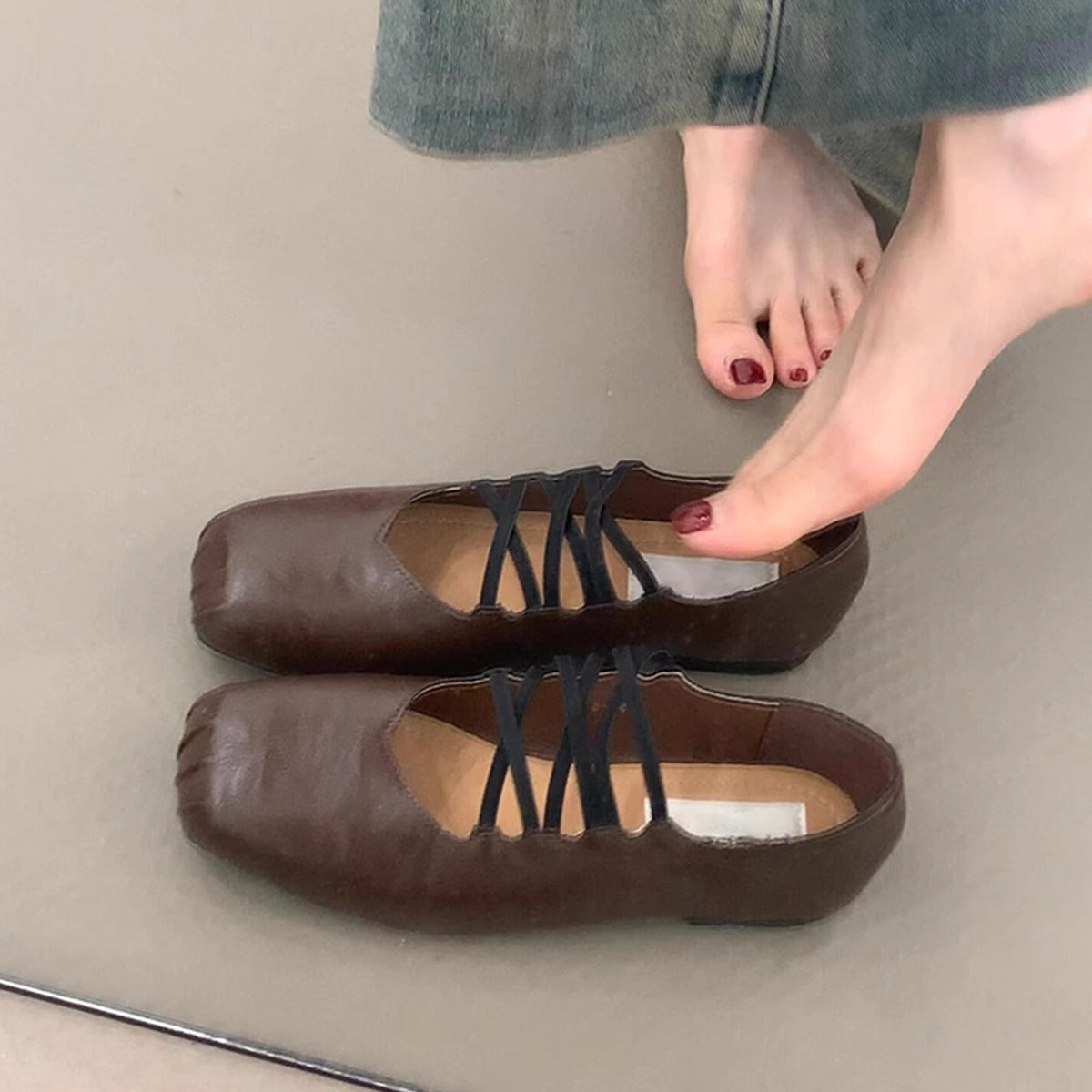 Damen Ballerinas mit innovativem Kreuzband-Design R&B
