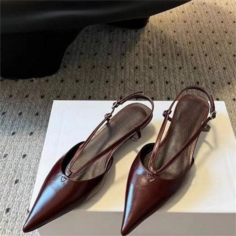 Damen spitze Slingback Pumps aus feinem Leder R&B