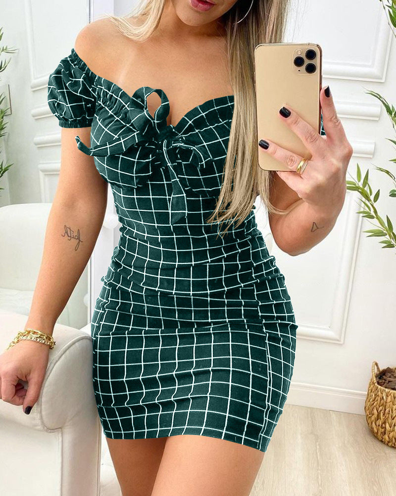 Damen figurbetontes Oberteilkleid mit Rüschendetails R&B