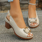 Damen Offene Hochhackige Sandalen mit dekorativem Schnallen-Detail R&B
