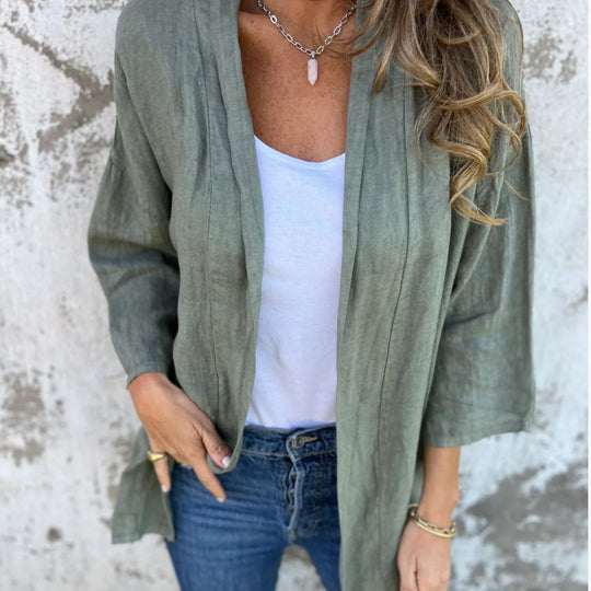 Damen lässige Sommerjacke aus leichtem Leinen R&B