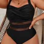 Damen Einteiler Badeanzug mit elegantem Netzdesign R&B