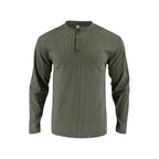 Herren Langarmshirt mit modischer Stehkragen und Knopfleiste R&B