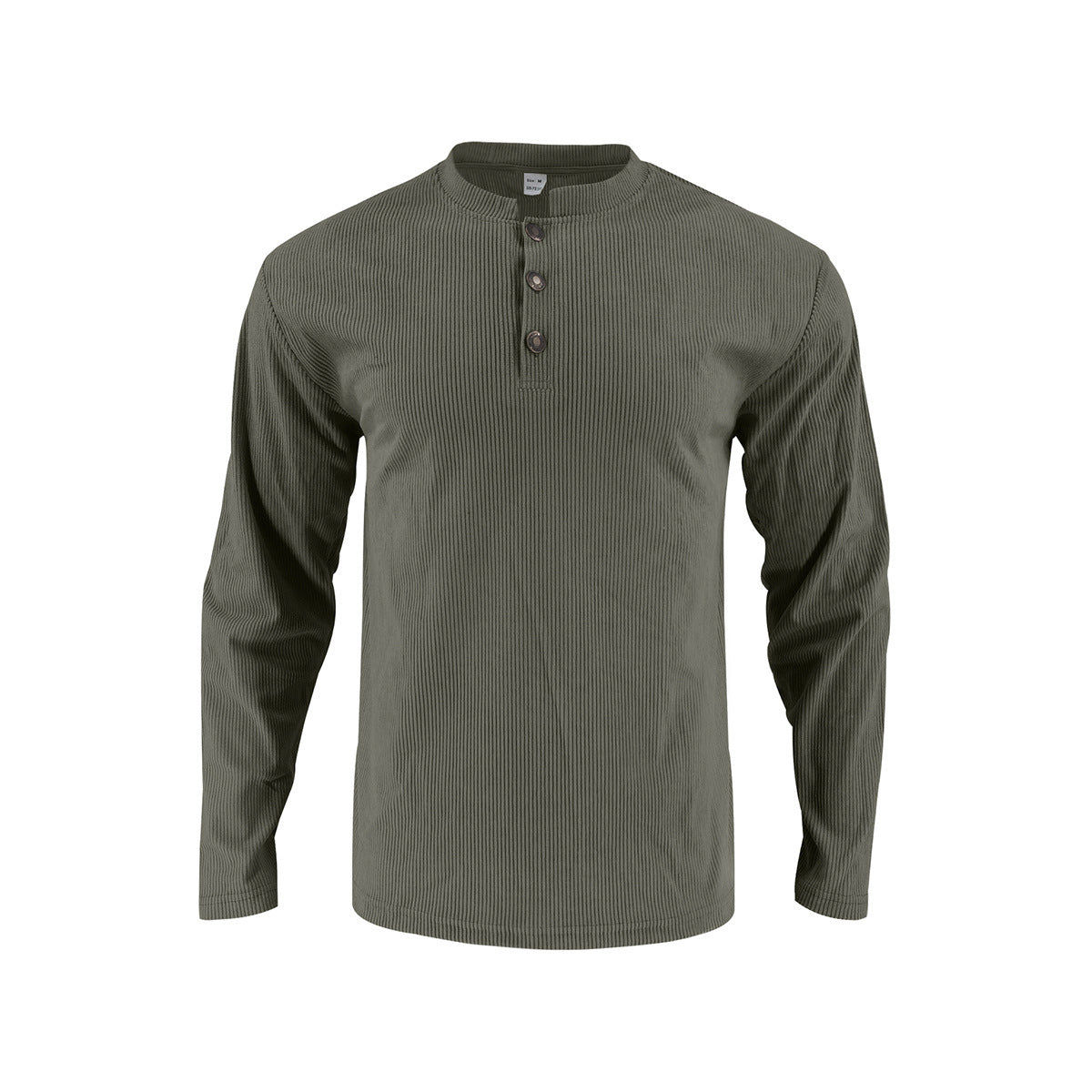 Herren Langarmshirt mit modischer Stehkragen und Knopfleiste R&B