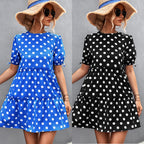 Damen Freizeitkleid mit voluminösen Rüschendetails und Polka-Dots R&B
