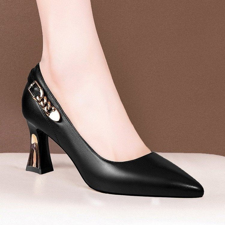 Damen elegante Pumps mit modischem Absatz und schicker Schnallenverzierung R&B