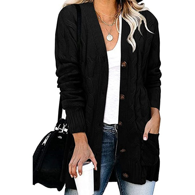 Damen Grobstrickcardigan mit Knopfdetails und praktischen Taschen R&B