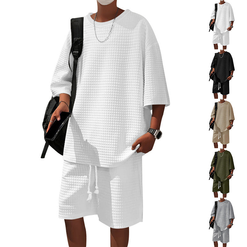 Herren Freizeitsport Set aus locker sitzendem Oberteil mit atmungsaktiven Shorts R&B