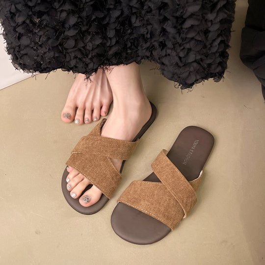 Damen bequeme Riemensandalen mit geschwungenen Riemen R&B