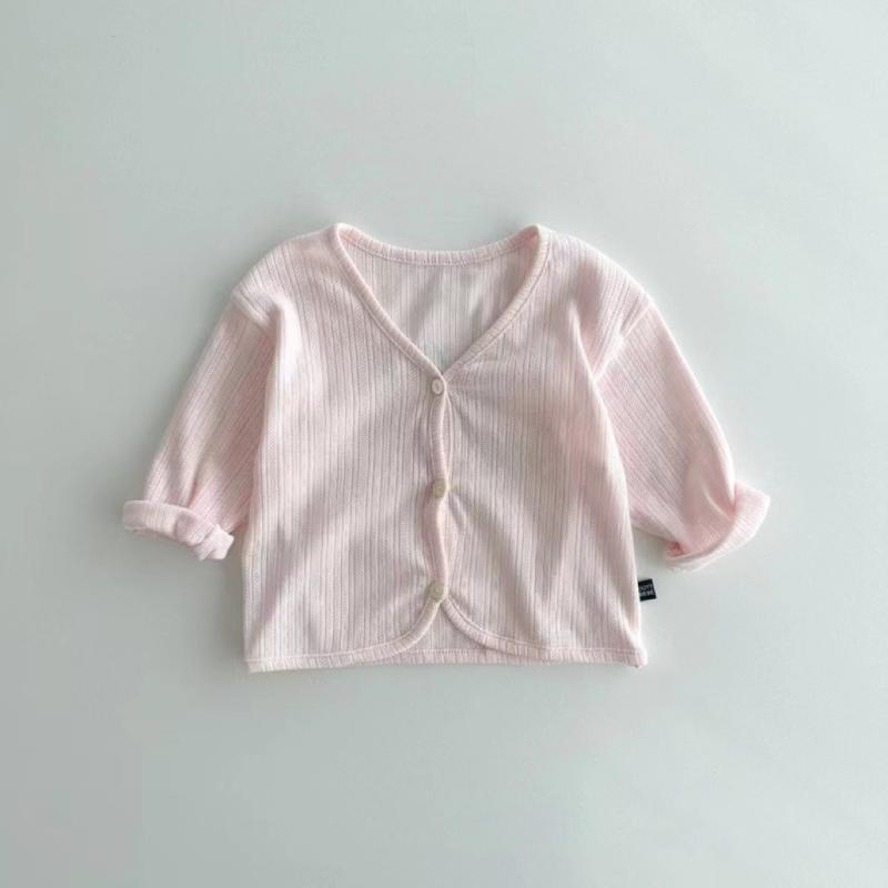 Unisex nan weicher gerippter Strickbaby-Cardigan mit V-Ausschnitt und hochkrempelbaren Ärmeln R&B