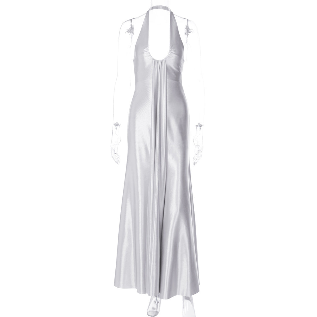 Damen Maxi Kleid mit eleganter Halterneck-Detaillierung und fließendem Schnitt R&B