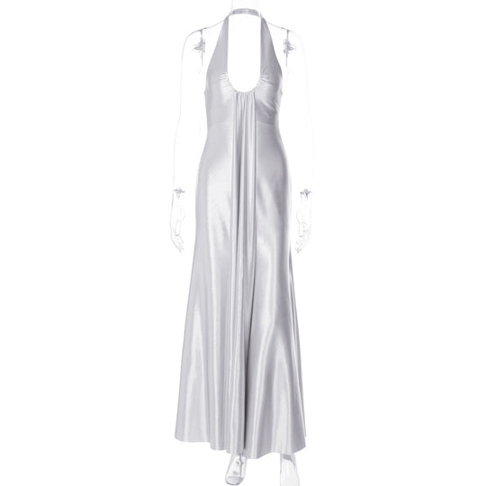 Damen Maxi Kleid mit eleganter Halterneck-Detaillierung und fließendem Schnitt R&B