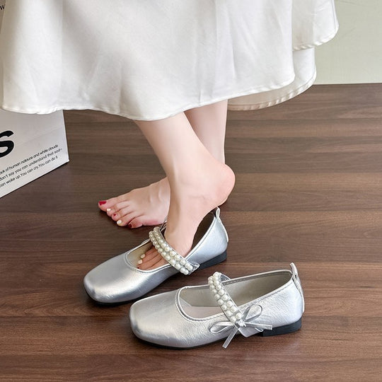 Damen Ballerinas mit dekorativem Perlenriemen und Schleifenakzent R&B