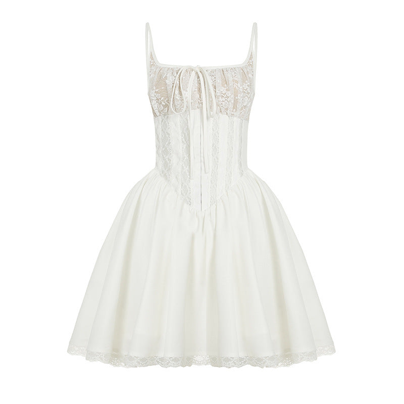 Damen Spitzenkleid mit tailliertem Schnitt und Rüschendetails R&B