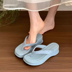 Damen trendige Wedge-Zehentrenner mit elegantem Obermaterial R&B