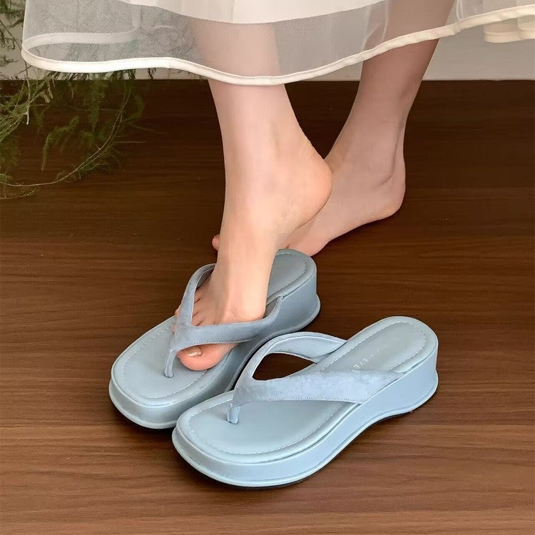 Damen trendige Wedge-Zehentrenner mit elegantem Obermaterial R&B