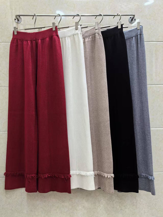 Damen Elegante, weit geschnittene Hose mit Fransen R&B