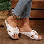 Damen Wedge-Pantoletten mit floralem Design und komfortablem Fußbett R&B