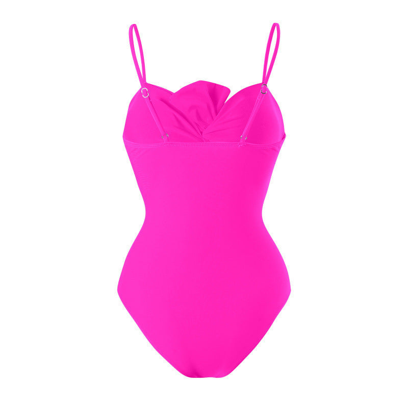 Damen Einteiler Badeanzug mit verstellbaren Trägern und eleganter Raffung R&B