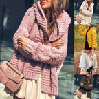 Damen Grobstrickjacke im lässigen Oversized-Stil mit Schalkragen und großen Taschen R&B
