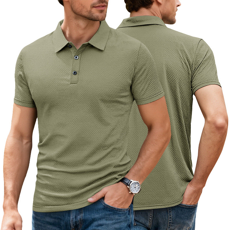 Herren nan strukturiertes Mikrojacquard-Poloshirt mit schlanker Passform und elastischem Komfortstretch R&B