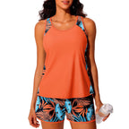 Damen Sportliches Tankini-Set mit geometrischem Design R&B
