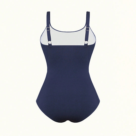 Damen Einteiler Badeanzug mit eleganter Raffung R&B