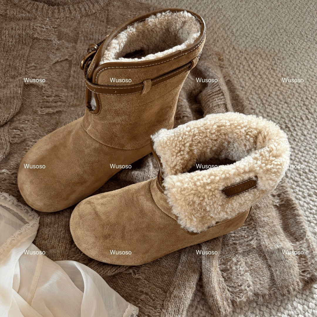 Damen Fluffy Winterboots aus hochwertigem Veloursleder mit kuscheligem Innenfutter R&B