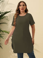Damen modernes Kurzarm-Tunika-Kleid R&B