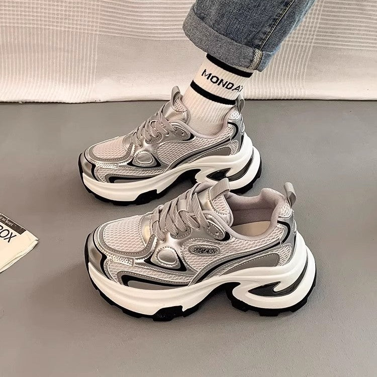 Damen High-Performance Sneakers mit dicker Sohle und reflektierenden Details R&B