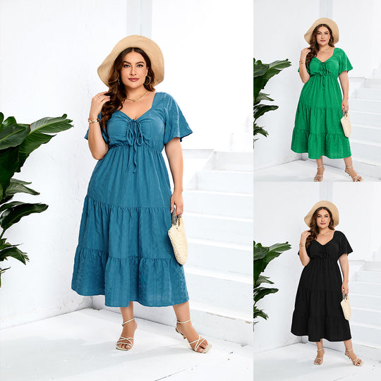 Damen Sommerliches Midikleid mit schmeichelndem Taillenzug und luftigen Ärmeln R&B