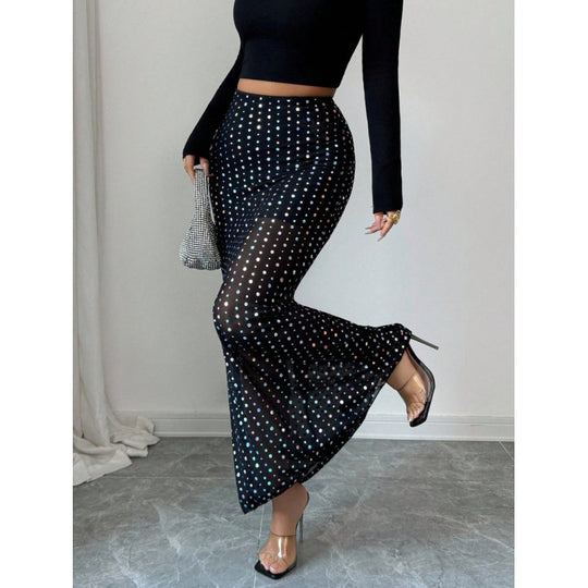 Damen Elegante und schicke maxi Rock mit Pünktchenmuster R&B