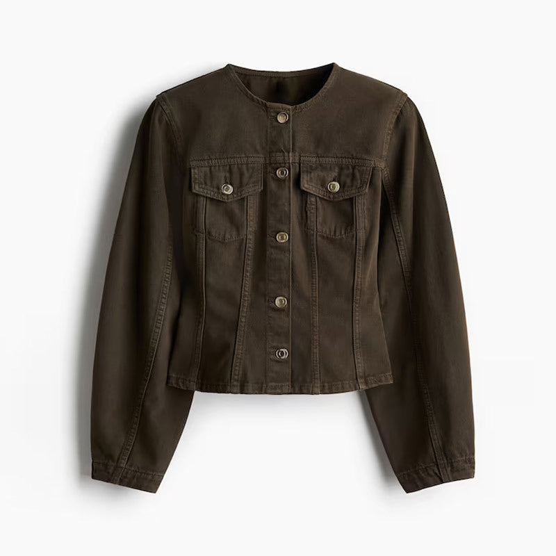 Damen Trendige Baumwolljacke im Vintage-Stil mit praktischen Taschen