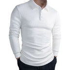 Herren nan tailliertes Waffelstrick-Poloshirt mit klassischem Polokragen R&B
