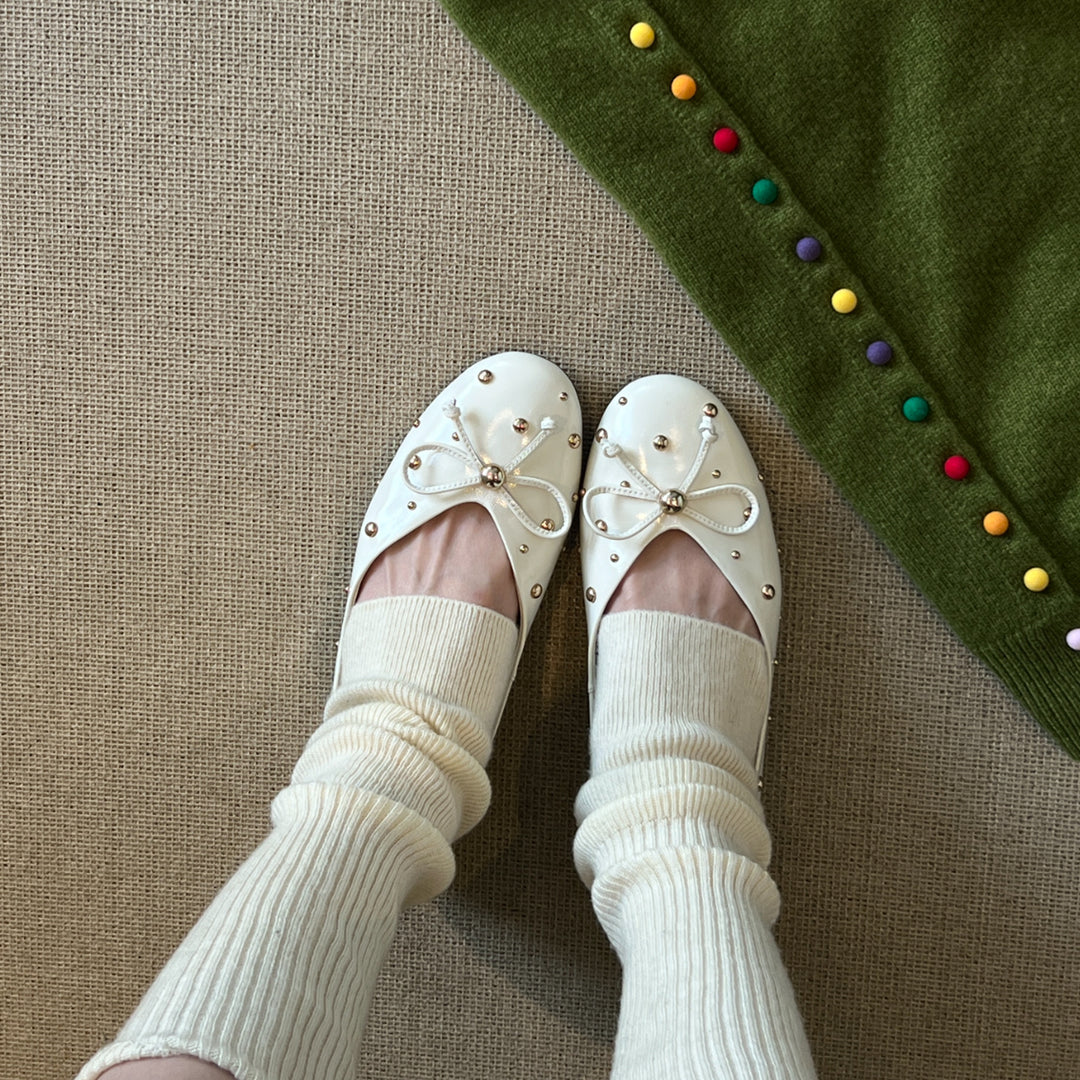 Damen Ballerinas mit elegantem Schleifenakzent und funkelnden Zierperlen R&B