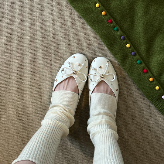 Damen Ballerinas mit elegantem Schleifenakzent und funkelnden Zierperlen R&B
