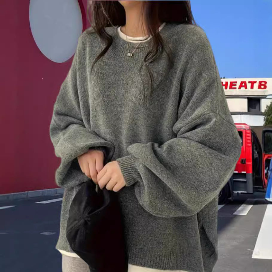 Damen Oversized Strickpullover mit eleganten Puffärmeln und modernem Design R&B
