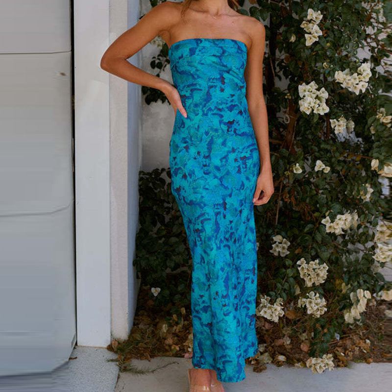 Damen Maxikleid im modernen Tube-Style mit blühendem Floral-Design R&B