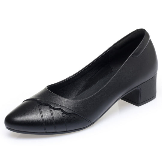 Damen elegante Pumps mit stilvollem Wellenmuster und komfortablem Blockabsatz R&B