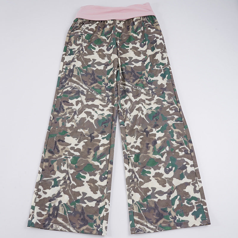 Damen bequeme Cargohose mit elastischem Bund und Camouflage-Muster R&B