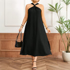 Damen Maxikleid mit elegantem Schlitz und knotenförmigem Halssaum R&B