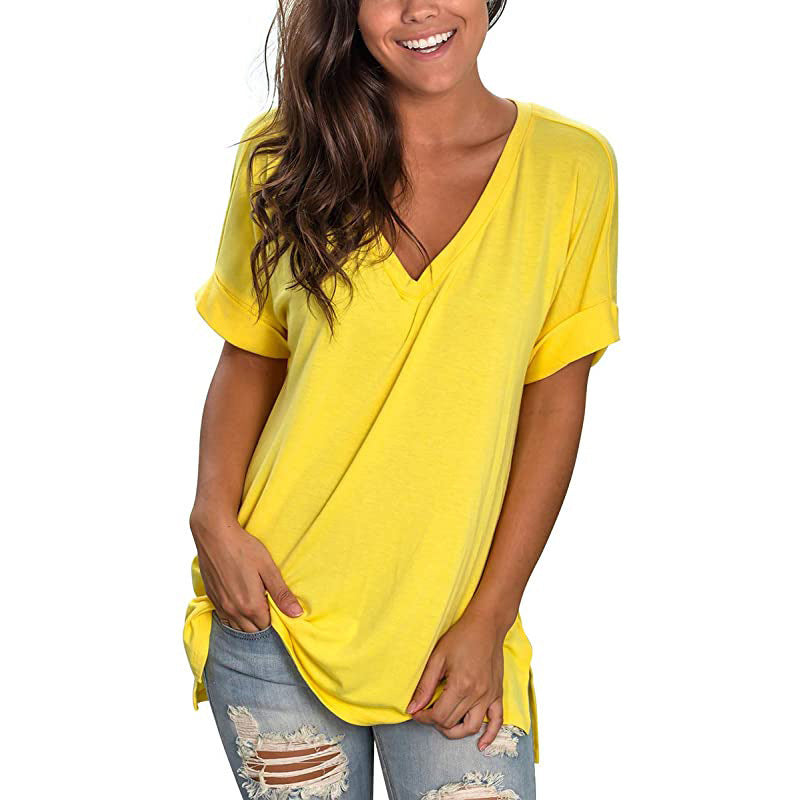 Damen Freizeit V-Ausschnitt T-Shirt R&B