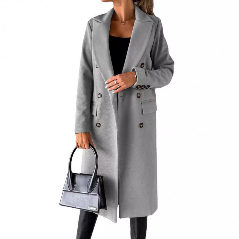 Damen Eleganter Doppelreihiger Mantel mit hochmodernem Schnitt R&B